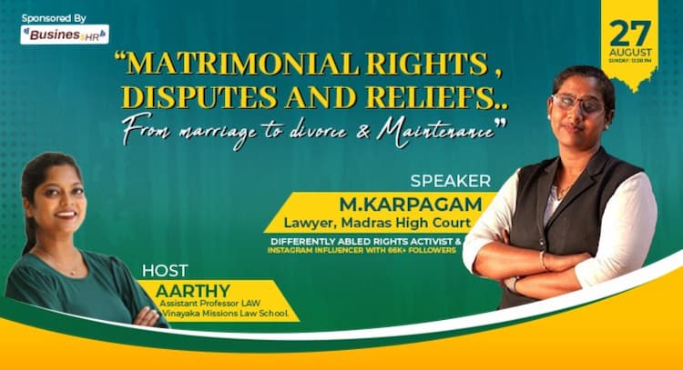 livesession | Matrimonial Rights, Disputes & Reliefs. From Marriage to divorce & Maintenance !